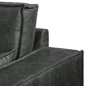Sofa Jurga (3-Sitzer) Antiklederlook - Microfaser Yaka: Schwarz