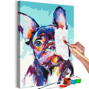 Quadro da colorare Bulldog Portrait MDF / Tela - Multicolore