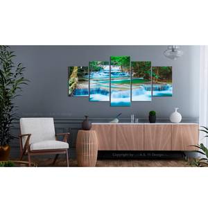 Tableau déco Blue Waterfall in Thailand MDF / Toile - Multicolore - 100 x 50 cm