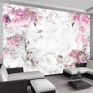 Papier peint Dancing Peonies Intissé premium - Rose / Blanc - 150 x 105 cm