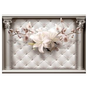 Fotobehang Royal Elegance met Bloemen premium vlies - grijs/roze - 200 x 140 cm