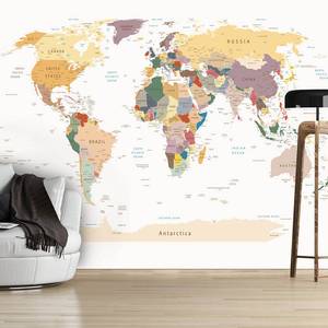 Fotobehang World Map premium vlies - meerdere kleuren - 350 x 245 cm
