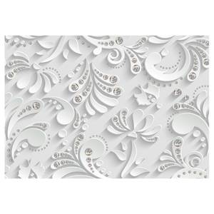 Papier peint Flowers with Crystals Papier peint en intissé premium - Blanc - 300 x 210 cm