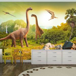 Papier peint Dinosaurier Papier peint en intissé premium - Multicolore - 150 x 105 cm