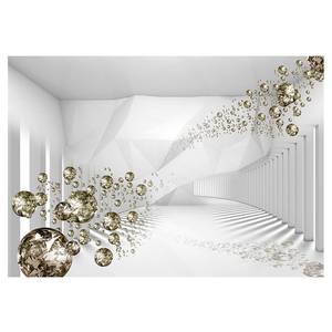 Fotomurale Diamond Corridor Grey Tessuto non tessuto - Bianco / Oro - 250 x 175 cm