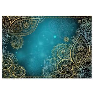 Fotobehang Oriental Wings premium vlies - turquoise/goudkleurig - 350 x 245 cm