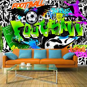 Fotobehang Football Graffiti premium vlies - meerdere kleuren - 400 x 280 cm