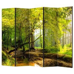 Paravent Forest Clearing Intissé sur bois massif - Multicolore - 5 éléments