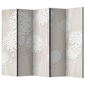 Kamerscherm Paper Dandelions vlies op massief hout - meerdere kleuren - 5-delige set