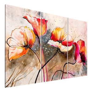 Quadro Mohnblumen im Wind MDF / Tela - Multicolore - 90 x 60 cm
