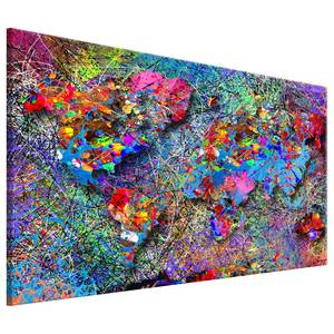 Tableau déco Jackson Pollock Inspiration MDF / Toile - Multicolore - 90 x 60 cm