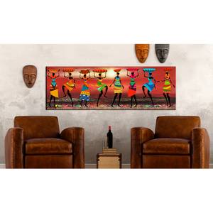 Wandbild African Women Dancing MDF / Leinwand - Mehrfarbig - 150 x 50 cm