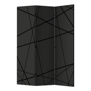 Paravento Dark Intersection Tessuto non tessuto su legno massello - Nero - 3 pezzi