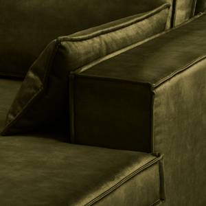 Canapé d’angle Jurga Velours - Velours Tomi: Vert vieilli - Méridienne courte à droite (vue de face)
