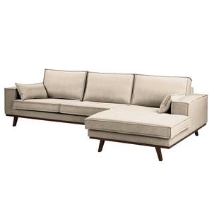 Ecksofa Jurga Webstoff - Webstoff Sioma: Creme - Longchair davorstehend rechts