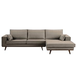 Ecksofa Jurga Webstoff - Webstoff Sioma: Braun - Longchair davorstehend rechts