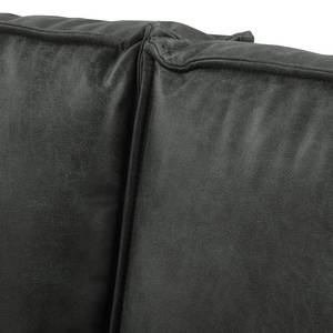 Ecksofa Jurga Antiklederlook - Microfaser Yaka: Schwarz - Longchair davorstehend rechts