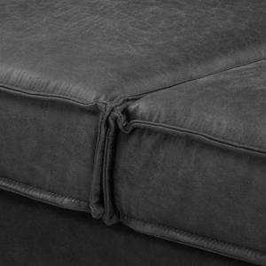 Ecksofa Jurga Antiklederlook - Microfaser Yaka: Schwarz - Longchair davorstehend rechts