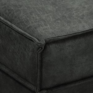 Ecksofa Jurga Antiklederlook - Microfaser Yaka: Schwarz - Longchair davorstehend rechts