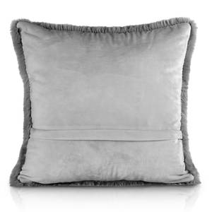 Housses de coussin Lovika (lot de 2) Polyester / Fourrure synthétique - Graphite