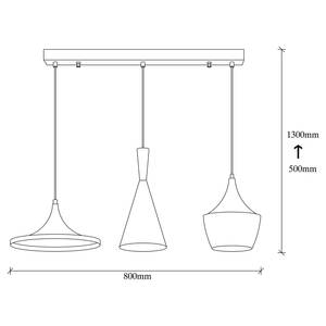 Hanglamp Elmas II glas/aluminium - 3 lichtbronnen