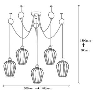 Hanglamp Tel IV ijzer - 5 lichtbronnen