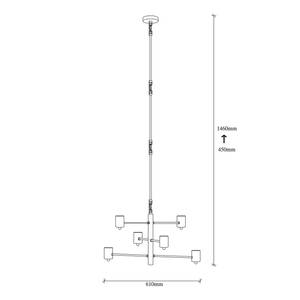 Suspension Hexa Verre / Fer - 6 ampoules