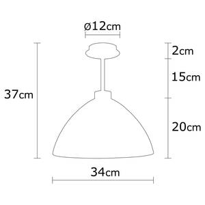 Plafondlamp Bergama glas/ijzer - 1 lichtbron