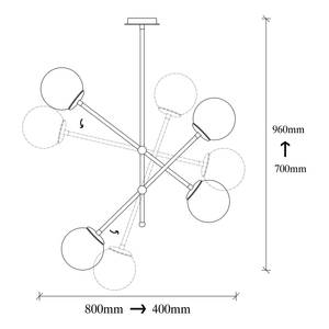 Plafondlamp Best glas/ijzer - 4 lichtbronnen