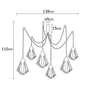 Hanglamp Oylat ijzer - 6 lichtbronnen