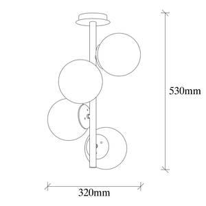 Plafondlamp Faze glas/ijzer - 4 lichtbronnen