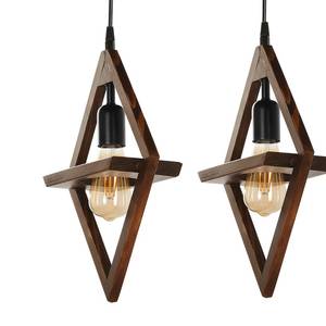 Hanglamp Efil I deels massief hout  /ijzer - 2 lichtbronnen