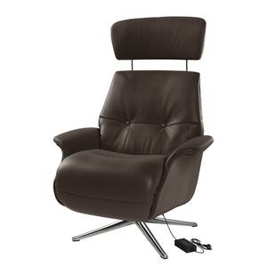 Fauteuil relax Anderson III Cuir véritable Neka : Marron foncé - Chrome brillant - Couvert