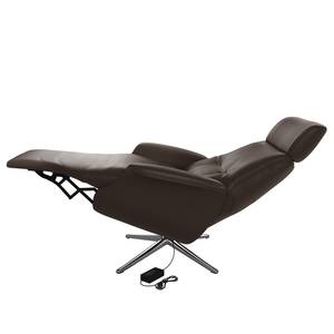 Fauteuil relax Anderson III Cuir véritable Neka : Marron foncé - Chrome brillant - Couvert