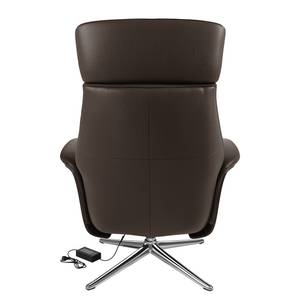 Fauteuil relax Anderson III Cuir véritable Neka : Marron foncé - Chrome brillant - Couvert