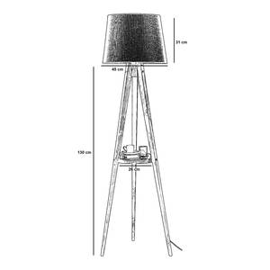 Lampadaire Tripod III Partiellement en bois massif / Tissu mélangé - 1 ampoule