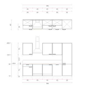 Küchenzeile Concept I Weiß / Beton Dekor - Ausrichtung rechts - Laurus