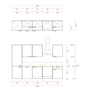 Küchenzeile Concept I Weiß / Beton Dekor - Ausrichtung links - Ohne Elektrogeräte