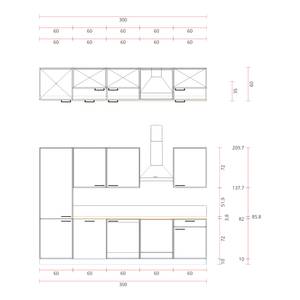 Küchenzeile Concept I Magnolia Dekor / Beton Dekor - Ausrichtung links - Ohne Elektrogeräte