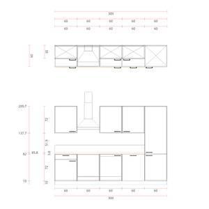 Küchenzeile Concept II Weiß / Beton Dekor - Ausrichtung rechts - Laurus