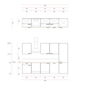 Küchenzeile Concept II Magnolia Dekor / Beton Dekor - Ausrichtung rechts - Laurus