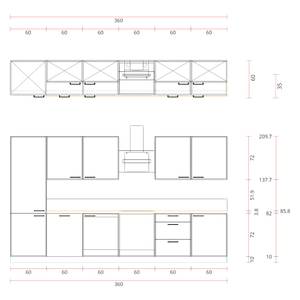 Küchenzeile Concept III Weiß / Beton Dekor - Ausrichtung links - Ohne Elektrogeräte