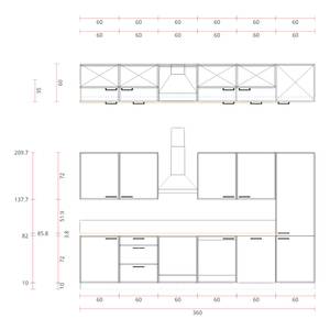 Küchenzeile Concept III Magnolia / Eiche Havanna Dekor - Ausrichtung rechts - Ohne Elektrogeräte