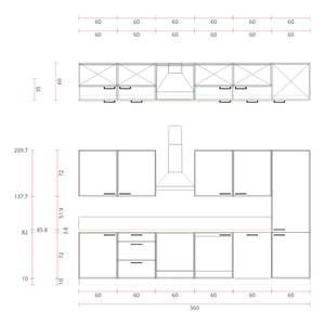 Küchenzeile Concept III Beton Dunkel Dekor / Eiche Havanna Dekor - Ausrichtung rechts - Ohne Elektrogeräte