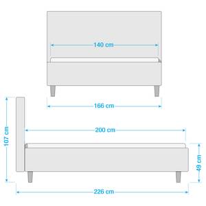 Gestoffeerd bed Vio Platweefsel Meave: Mauve - 140 x 200cm