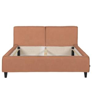 Gestoffeerd bed Vio Leer Jeen: Cognac - 140 x 200cm