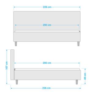 Gestoffeerd bed Vio Platweefsel Meave: Mauve - 200 x 200cm