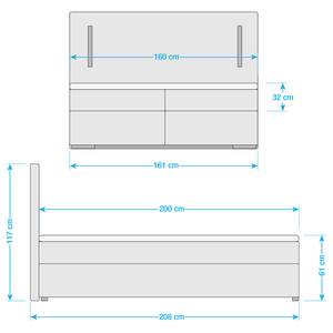 Boxspringbett Flashlight I Weiß - 160 x 200cm - Ohne Stauraum