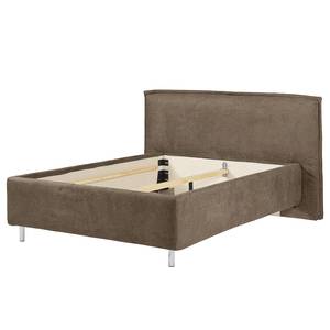 Gestoffeerd bed Homely Platweefsel Nona: Taupe - 180 x 200cm