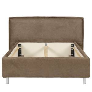 Gestoffeerd bed Homely Platweefsel Nona: Taupe - 180 x 200cm